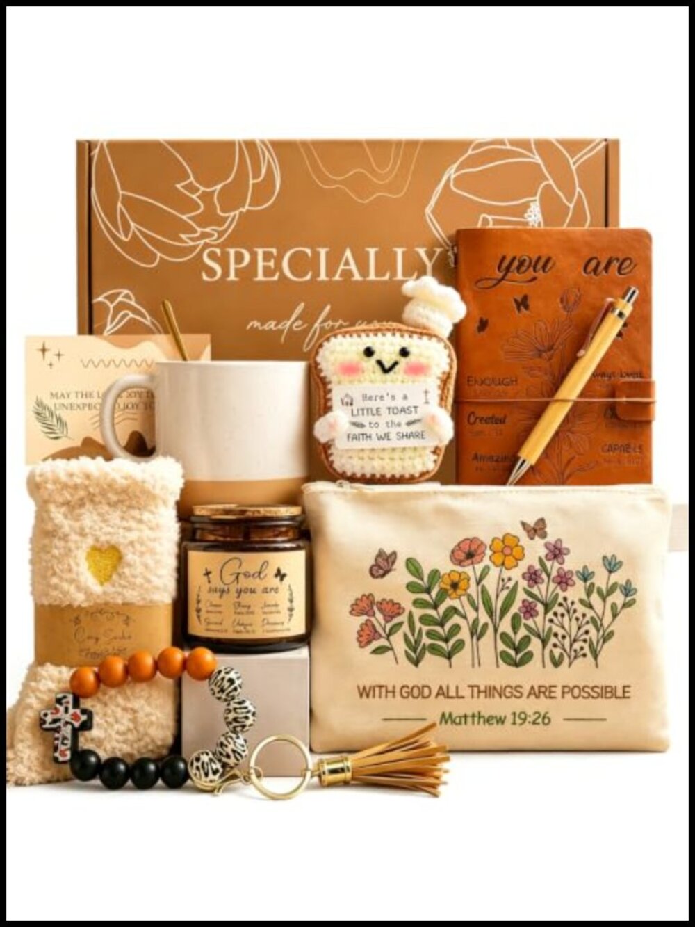 10Pc Christian Gift Box Set Ceramic Mug Journal Socks Candle